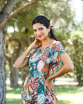 blusón tropical estampado para mujer