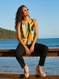 top estampado multicolor de tirantes para mujer