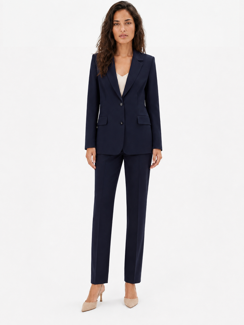 conjunto azul marino de chaqueta y pantalón para mujer