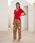 pantalón estampado rojo de mujer