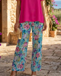 pantalón estampado floral de gasa para evento mujer