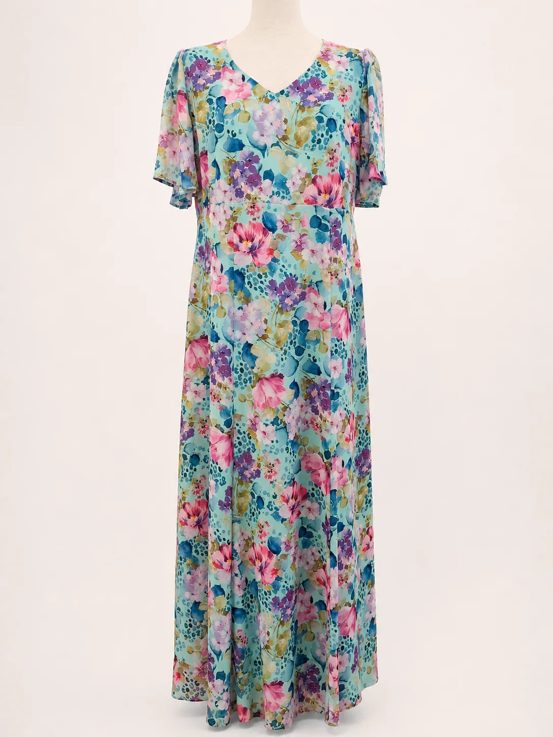 vestido estampado azul de gasa para evento mujer, vista frontal