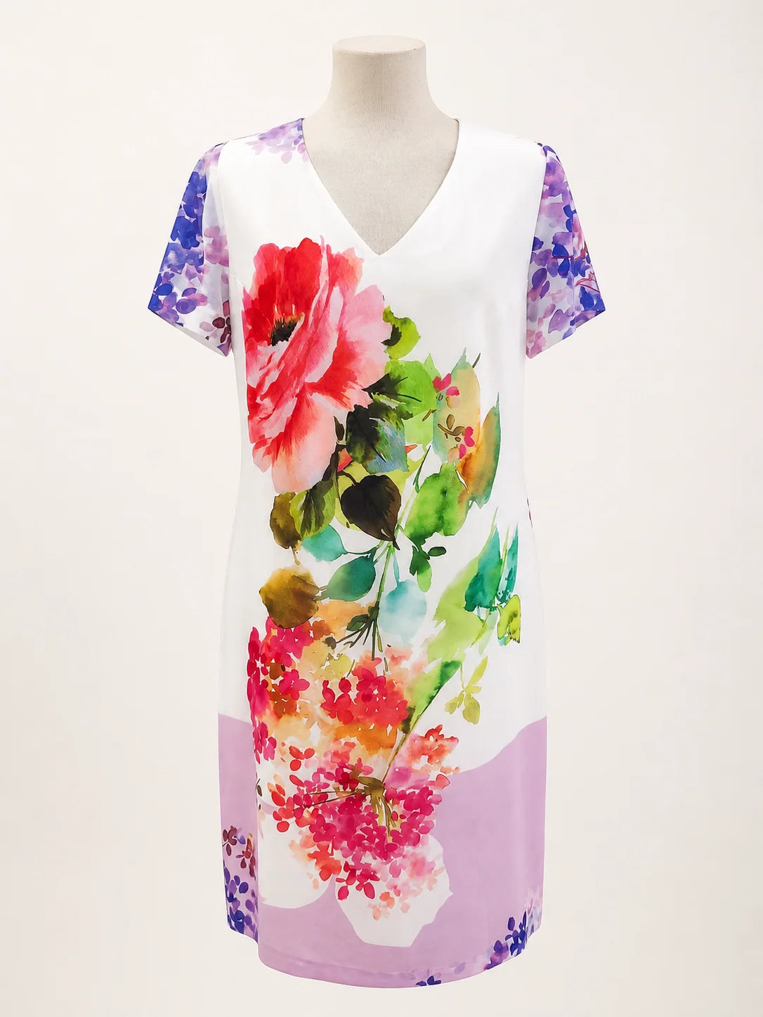 vestido estampado malva de gasa para evento mujer, vista frontal