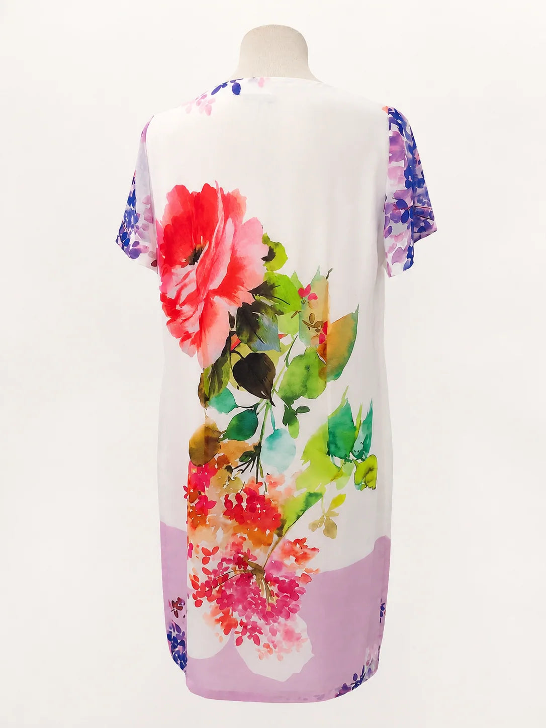 vestido estampado malva de gasa para evento mujer, vista trasera