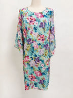 vestido de evento estampado azul de gasa para mujer, vista frontal