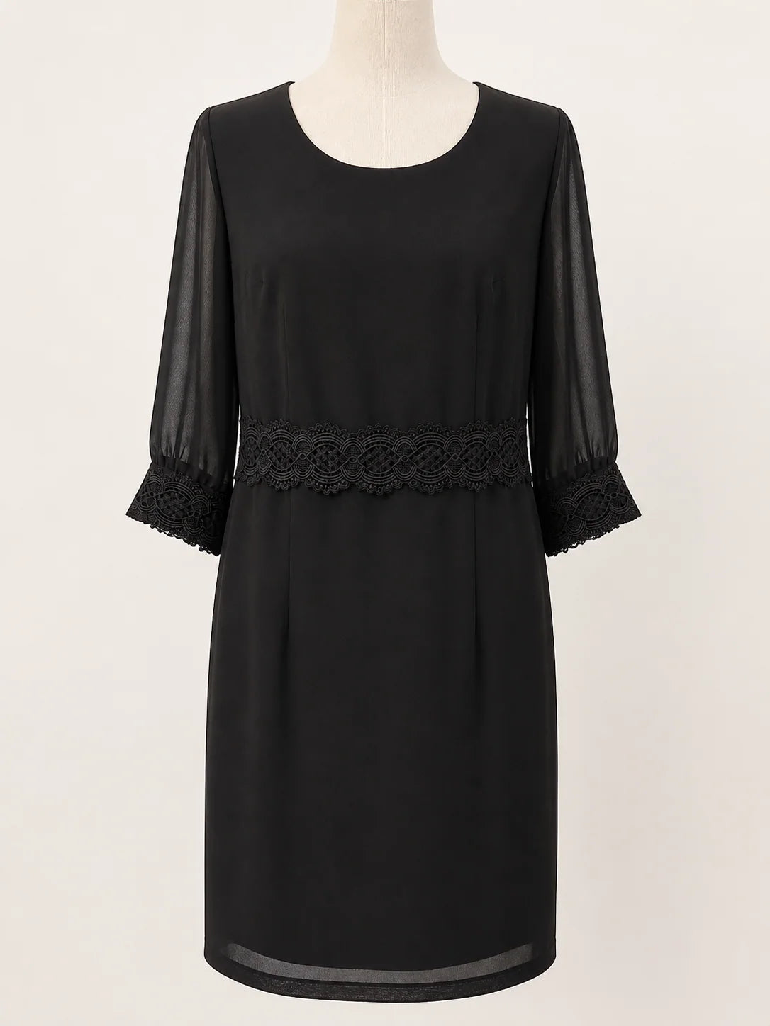 vestido negro de gasa para evento mujer, vista frontal