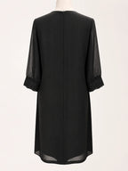vestido negro de gasa para evento mujer, vista trasera