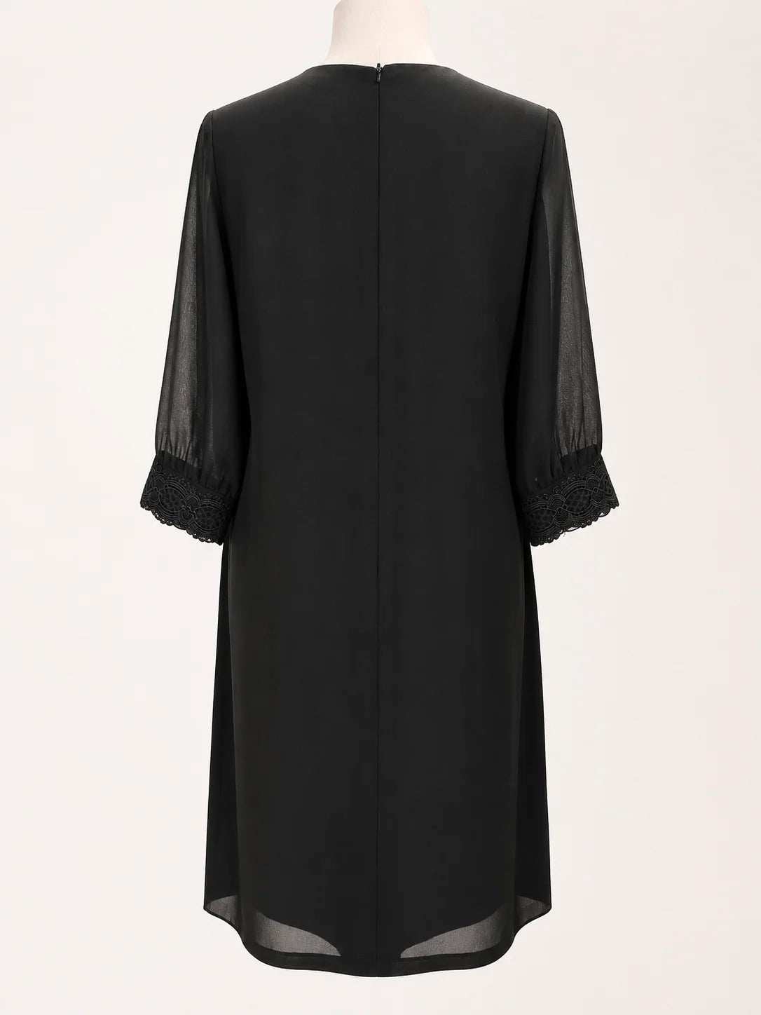 vestido negro de gasa para evento mujer, vista trasera