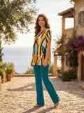 top estampado multicolor de viscosa para mujer
