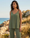 top de tirantes verde para mujer con argollas