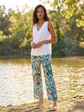 pantalón estampado turquesa de mujer
