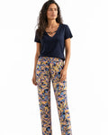 pantalón estampado multicolor de mujer con cintura elástica