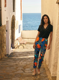 pantalón estampado naranja de mujer