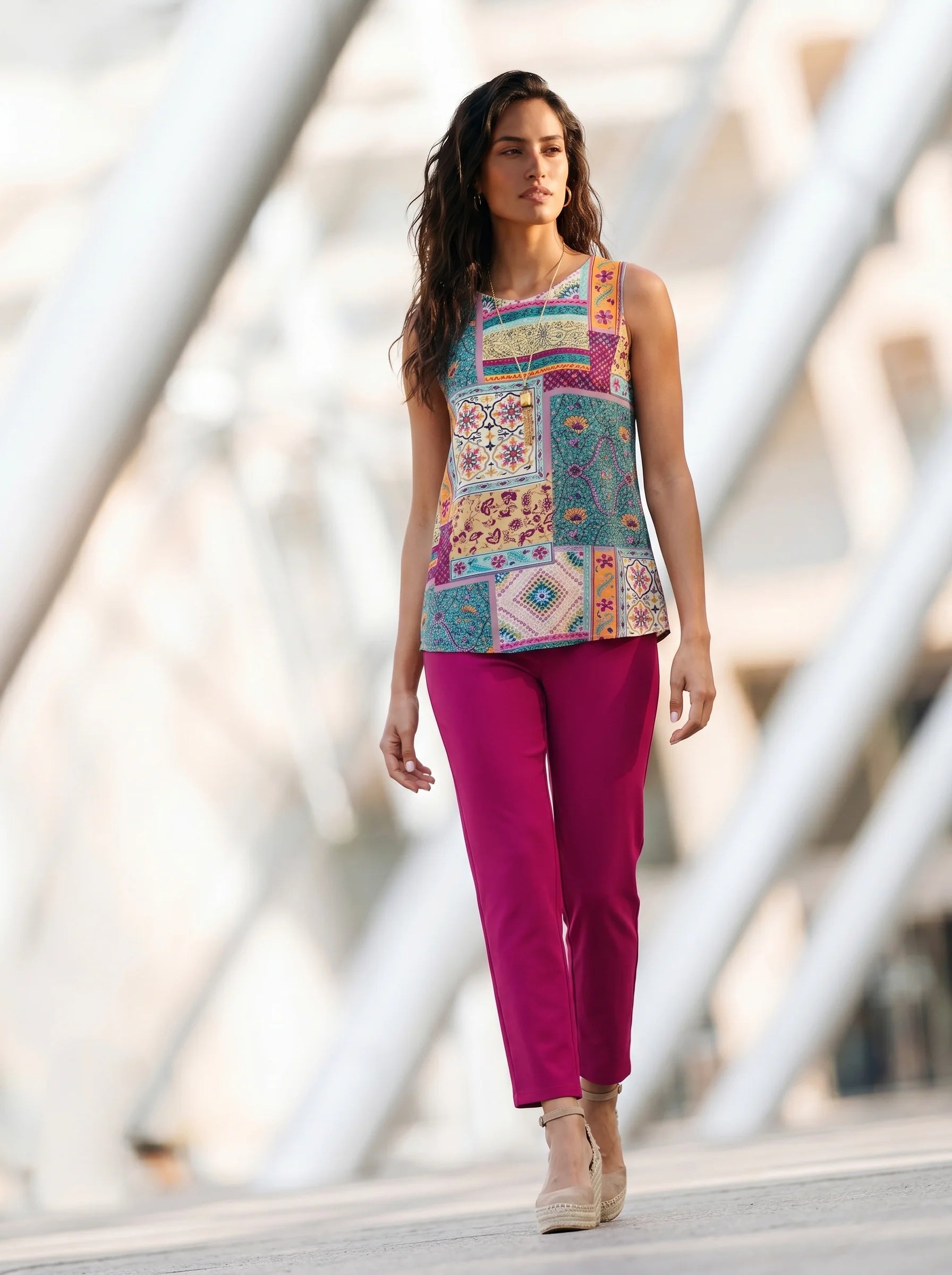 pantalón fucsia liso de mujer