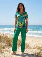 pantalón verde liso de mujer