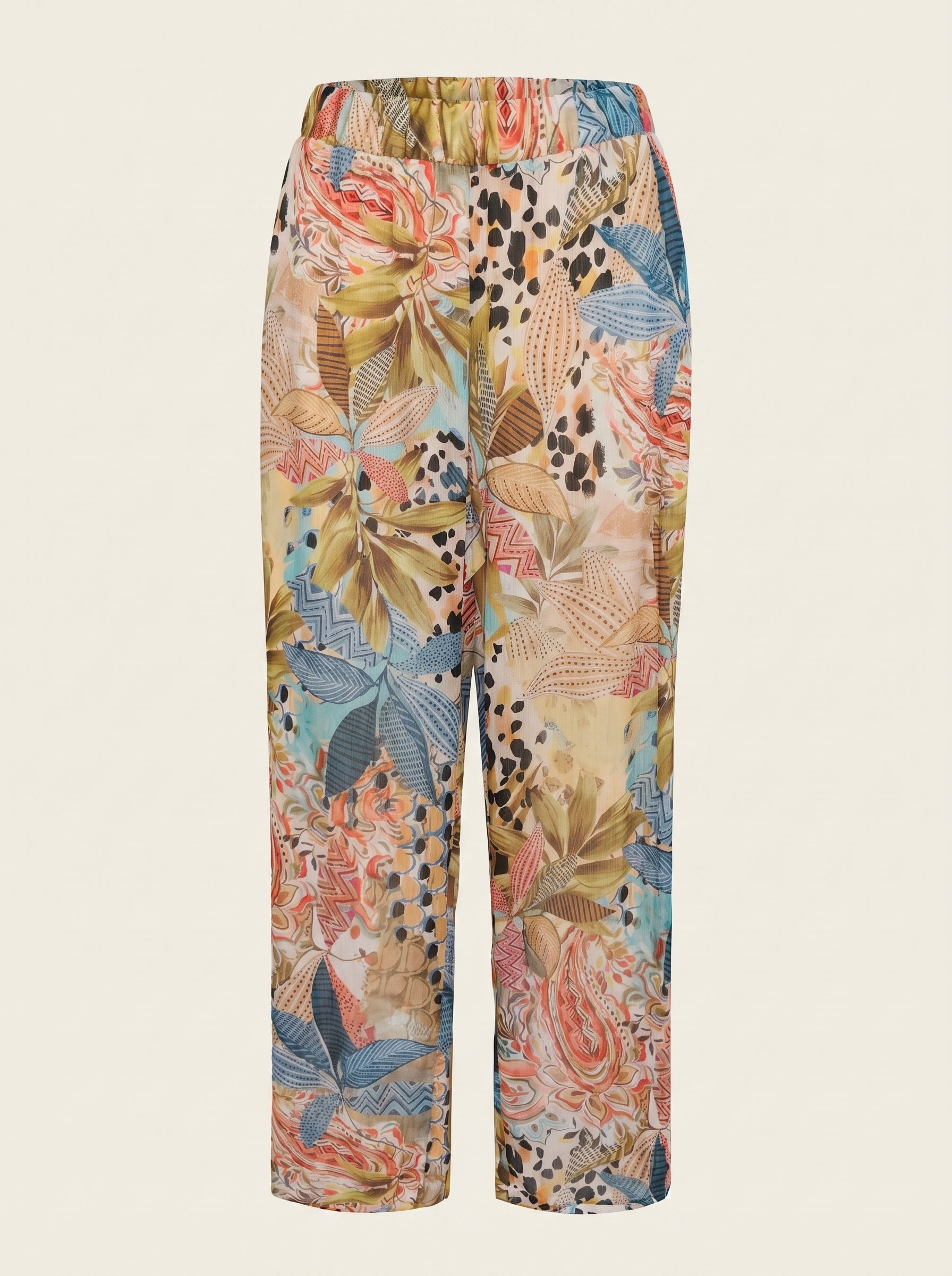 pantalón estampado tropical multicolor para mujer