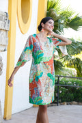 vestido tropical de mujer con manga kimono